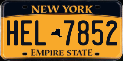 NY license plate HEL7852