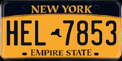 NY license plate HEL7853