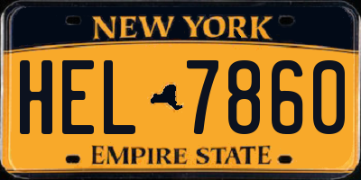 NY license plate HEL7860