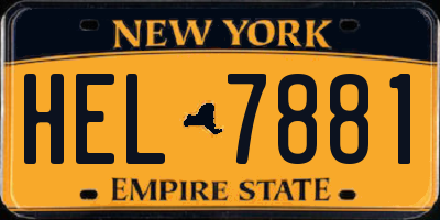 NY license plate HEL7881