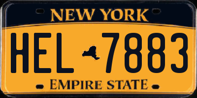 NY license plate HEL7883