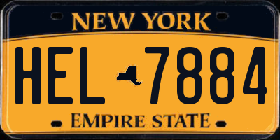 NY license plate HEL7884