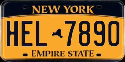 NY license plate HEL7890