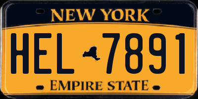 NY license plate HEL7891