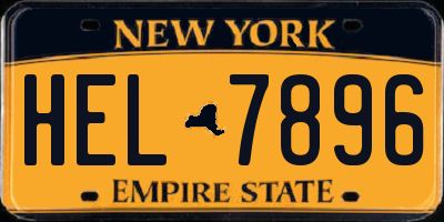 NY license plate HEL7896