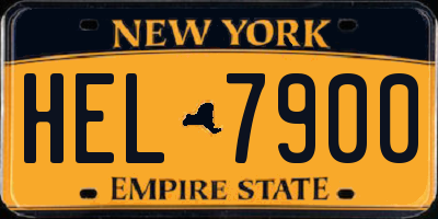 NY license plate HEL7900