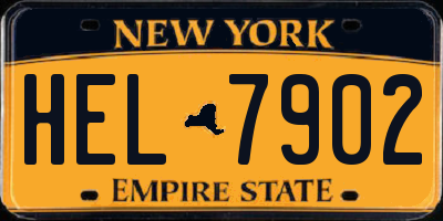 NY license plate HEL7902