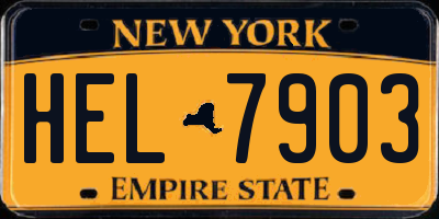 NY license plate HEL7903