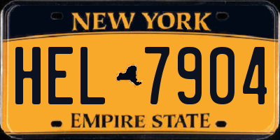 NY license plate HEL7904