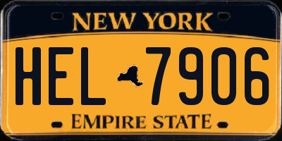NY license plate HEL7906