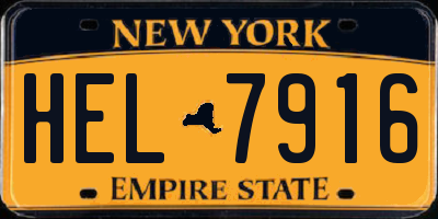 NY license plate HEL7916