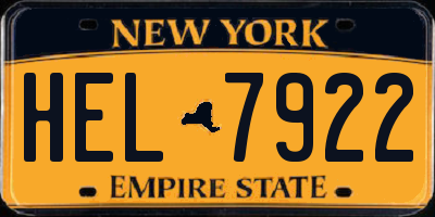 NY license plate HEL7922