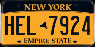 NY license plate HEL7924