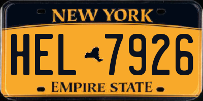 NY license plate HEL7926
