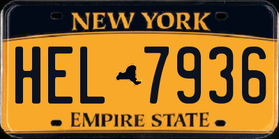 NY license plate HEL7936