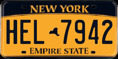 NY license plate HEL7942