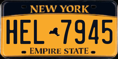 NY license plate HEL7945