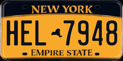 NY license plate HEL7948