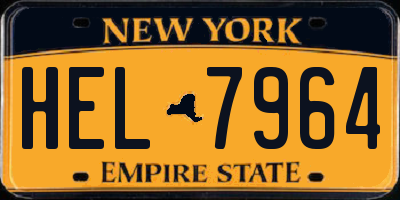 NY license plate HEL7964