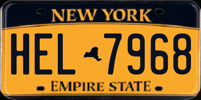 NY license plate HEL7968