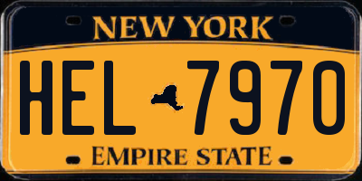 NY license plate HEL7970