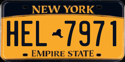 NY license plate HEL7971