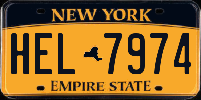 NY license plate HEL7974