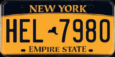 NY license plate HEL7980