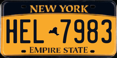 NY license plate HEL7983