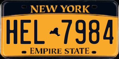 NY license plate HEL7984