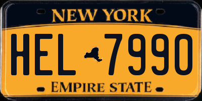 NY license plate HEL7990