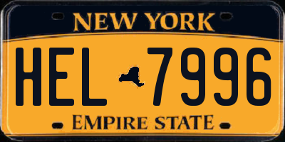 NY license plate HEL7996