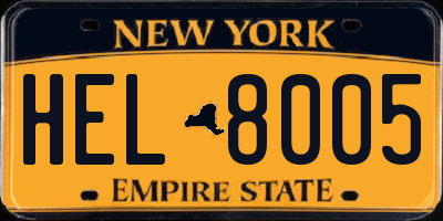 NY license plate HEL8005