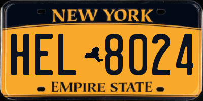 NY license plate HEL8024
