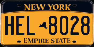 NY license plate HEL8028
