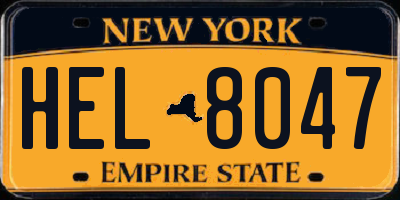 NY license plate HEL8047
