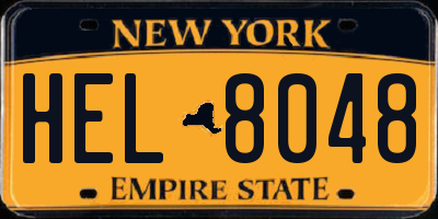 NY license plate HEL8048