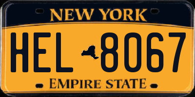 NY license plate HEL8067