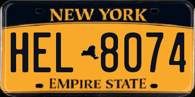 NY license plate HEL8074