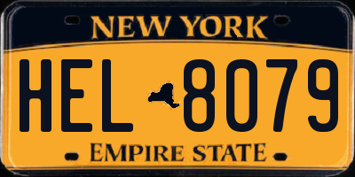 NY license plate HEL8079