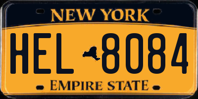 NY license plate HEL8084