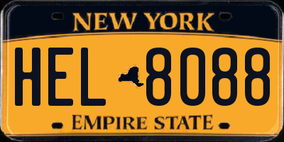 NY license plate HEL8088