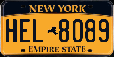 NY license plate HEL8089