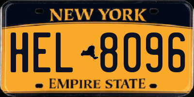 NY license plate HEL8096