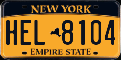 NY license plate HEL8104