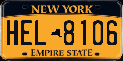 NY license plate HEL8106