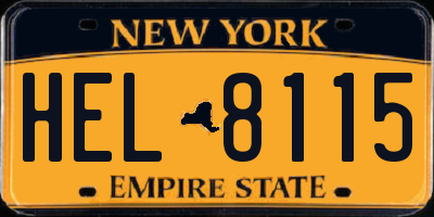 NY license plate HEL8115
