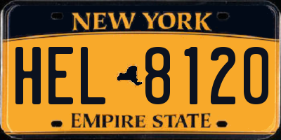 NY license plate HEL8120