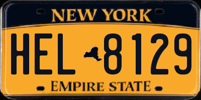 NY license plate HEL8129