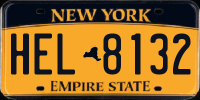 NY license plate HEL8132